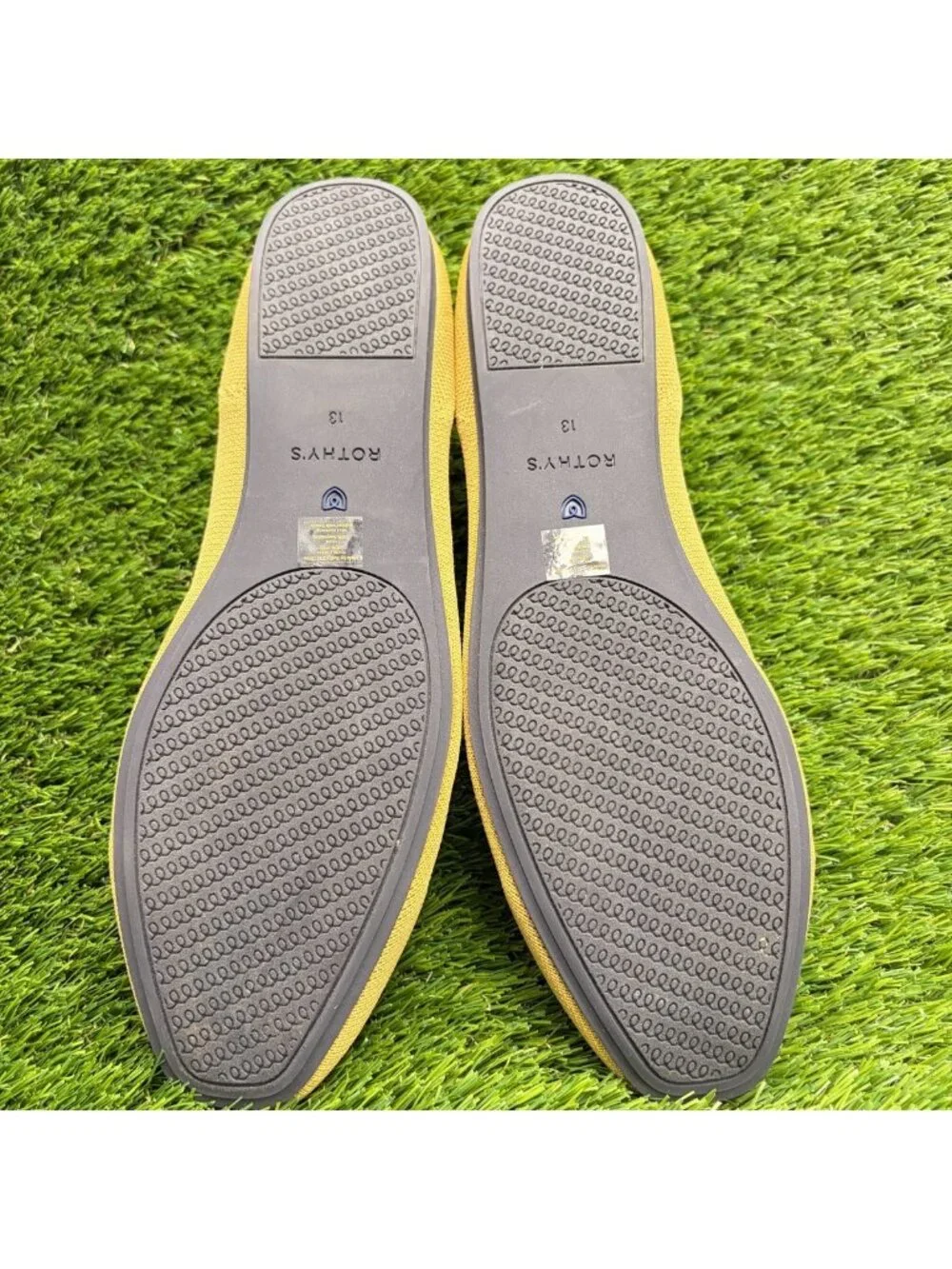 Rothy's The Square Womens Size 13 Beige Blue Casual Classic Slip On Ballet Flats